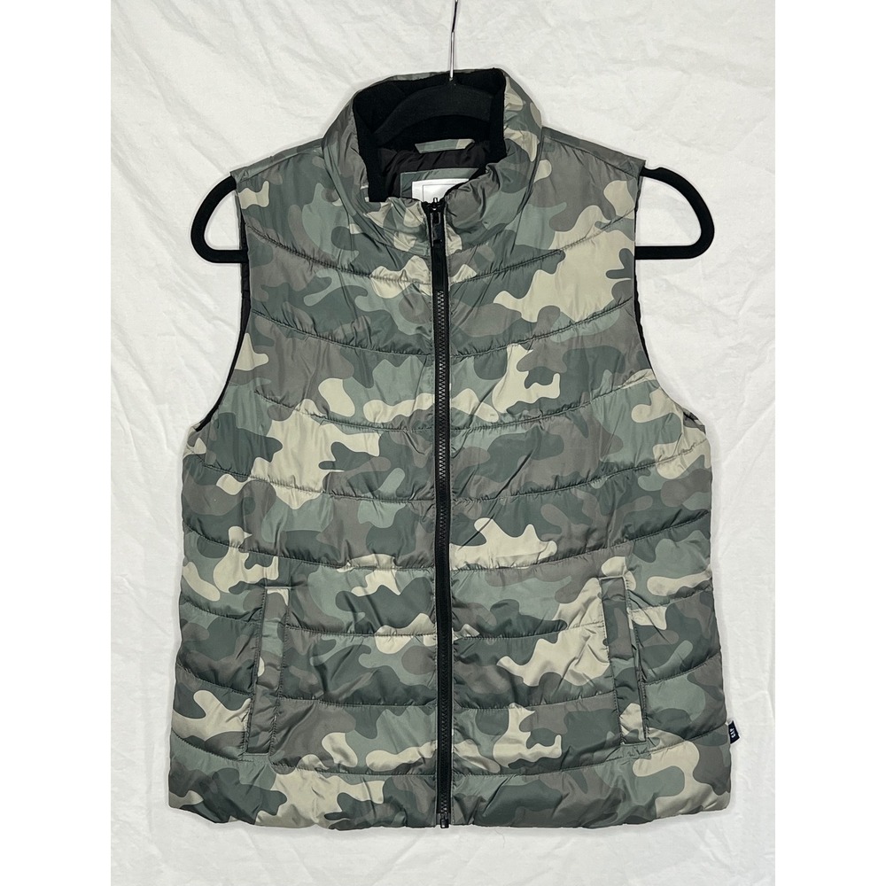 Gap Puffer Vest Women's Sz Small Green Camo ColdControl Water Resistant Quilted